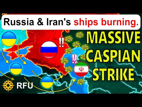 Russian oil and Iranian missile ships BURN in the Caspian Sea