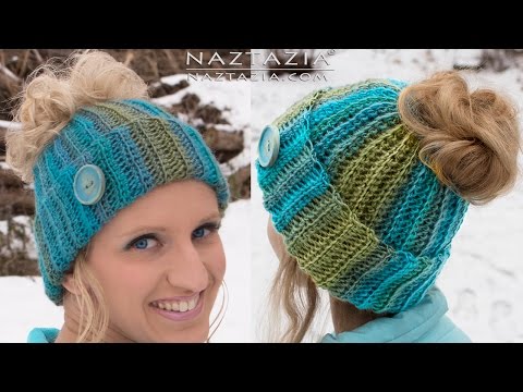 HOW to CROCHET MESSY BUN HAT - Ponytail Hat with Hole...