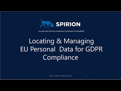 Locating & Managing EU Personal  Data for GDPR Compliance