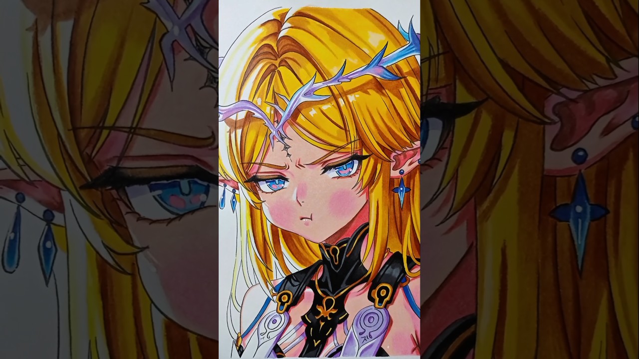 Cartethyia coloring 💛 || Wuthering Waves || #cartethyia #wutheringwaves #drawing #shorts #art