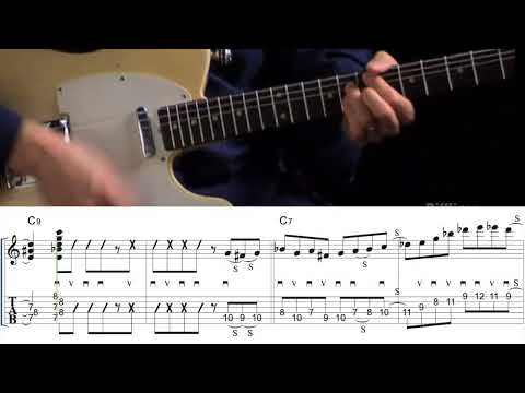 Robben Ford plays C dominant diminished lick on C blues - TAB