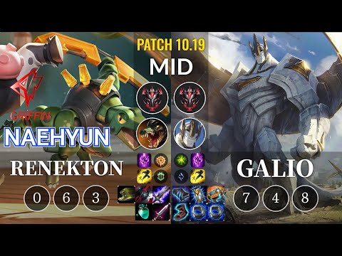 GRF Naehyun Renekton vs Galio Mid - KR Patch 10.19