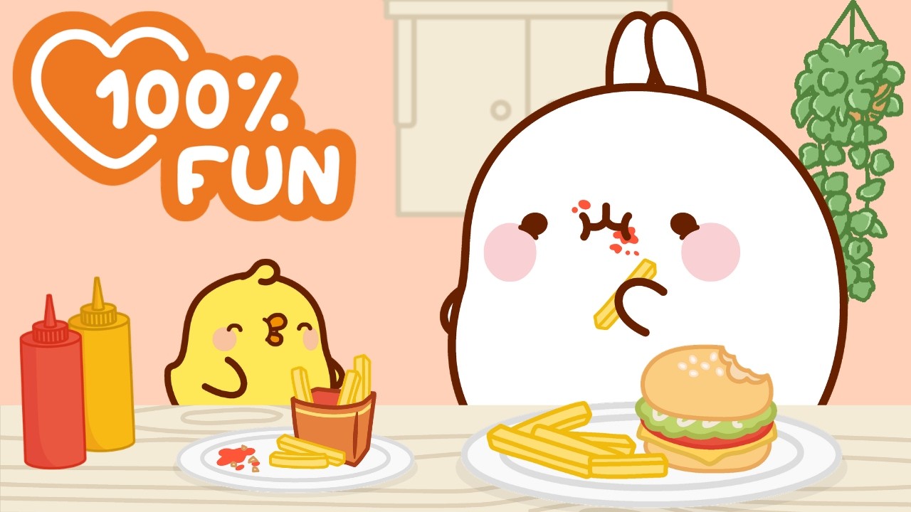 Molang Tries a Delicious Homemade Burger! 🍔✨ Food Compilation