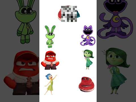 Connect the pairs | E E Ei I'm vacation Meat, Inside Out, Envy, Anger, Disgust, Joy, CatNap