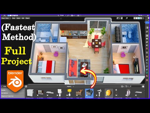 3D FLOOR PLAN from CAD file (under 10 Minutes) with Assets Browser Blender 3.0