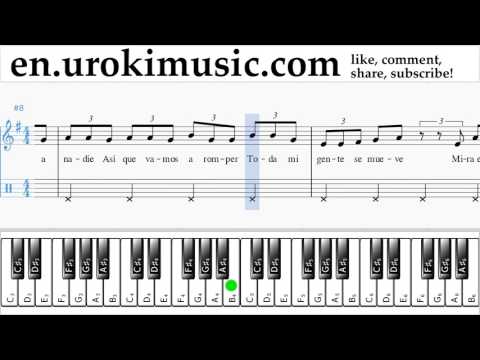 How to Play Piano (right hand) J. Balvin, Willy William - Mi Gente Tabs Part#2 um-i352