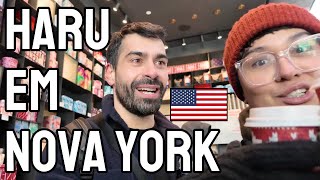 A GENTE TAVA COM UMA FOME! Comendo Pizza, Chocolate Quente e Churrasco Texano em Nova York com Haru!