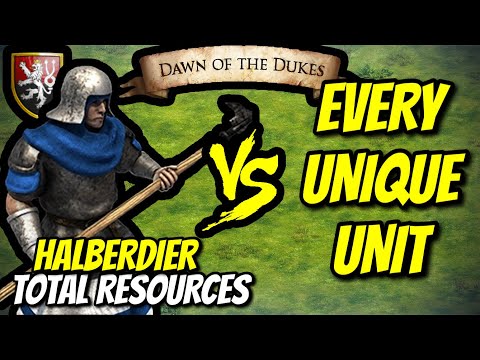 HALBERDIER (Bohemians) vs EVERY UNIQUE UNIT (Total Resources) | AoE II: Definitive Edition