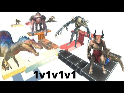 1V1V1V1 - TOURNAMENT!   MUTANT PRIMATES VS INFENALS VS FANTASY VS CARNIVORE DINOS - ARBS