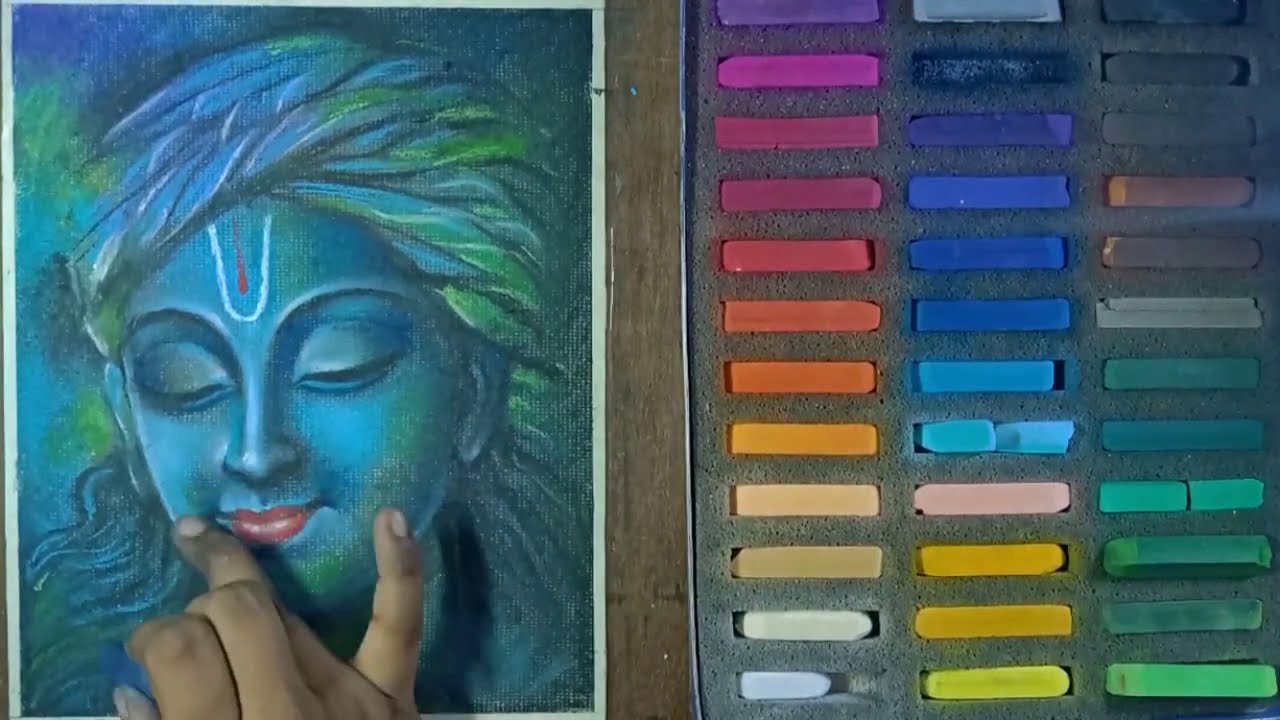 soft pastel painting of lord krishna by navanita