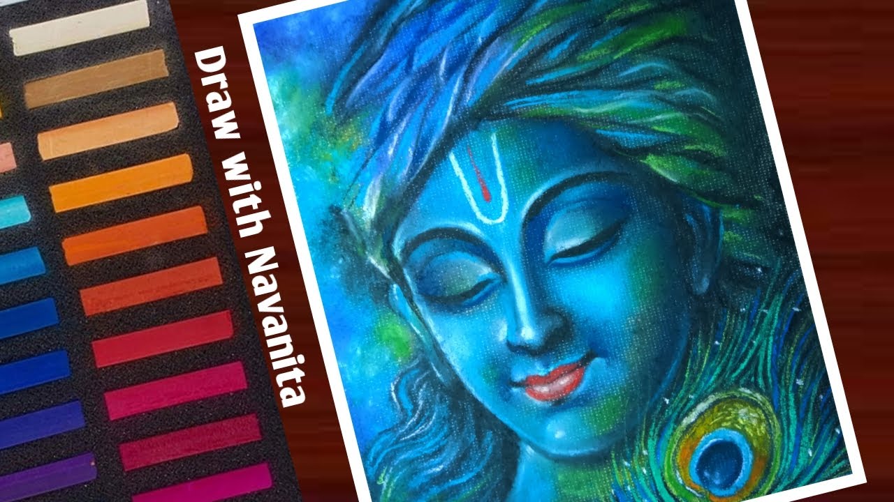 soft pastel painting of lord krishna by navanita