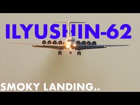 ILYUSHIN IL-62 Fantastic Sunset landing & GREAT SOUND