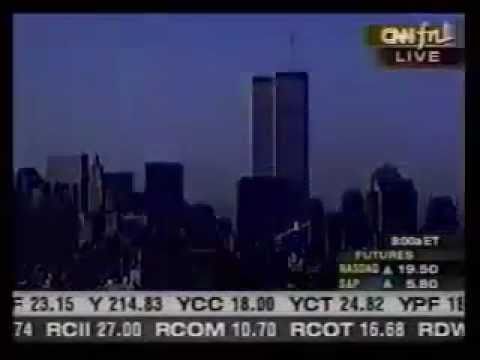 9/11 CNN Financial News 8:00 am 'Before Hours' - Live World Trade Center Static Camera Shot