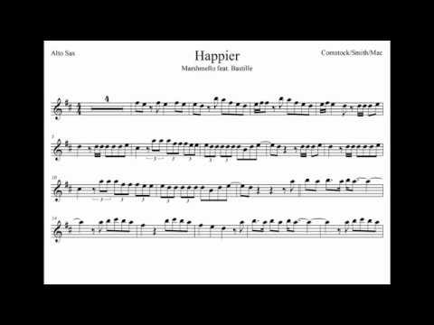 HAPPIER - Marshmello feat. Bastille - Backing Track for Alto Sax, Bari Sax...