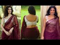 Avantika Mohan Drapes Maroon Transparent Saree And Embroidery Blue Saree With Matching Blouse Looks