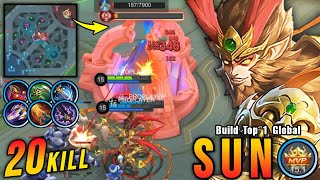 Offlane Monster!! 20 Kills Sun Perfect Turret Stealer!! - Build Top 1 Global Sun ~ MLBB