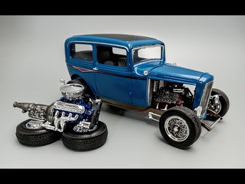 1932 Ford Tudor Sedan Hot Rod Flathead 302 V8 1/25 Scale Model Kit Build How To Assemble Paint