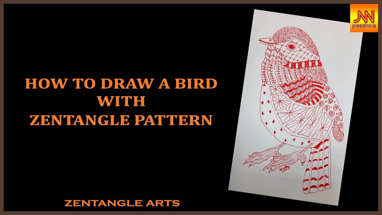 How to draw a Bird with Zentangle Art for Beginners | Zentangle Bird Drawing for Beginners