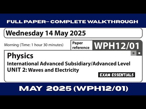 Edexcel IAL Physics Unit 2 WPH12/01 | May 2025— Full Paper Walkthrough with Detailed Explanation