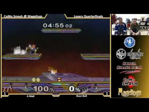 CoMo @ Magelings Melee Singles Losers Quarters A Wall (Peach) Vs. Buzz-Roll (Fox, Falcon)