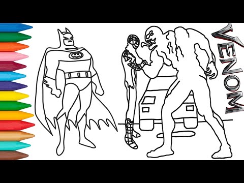 Spider-Man and Batman Vs Venom Coloring Page