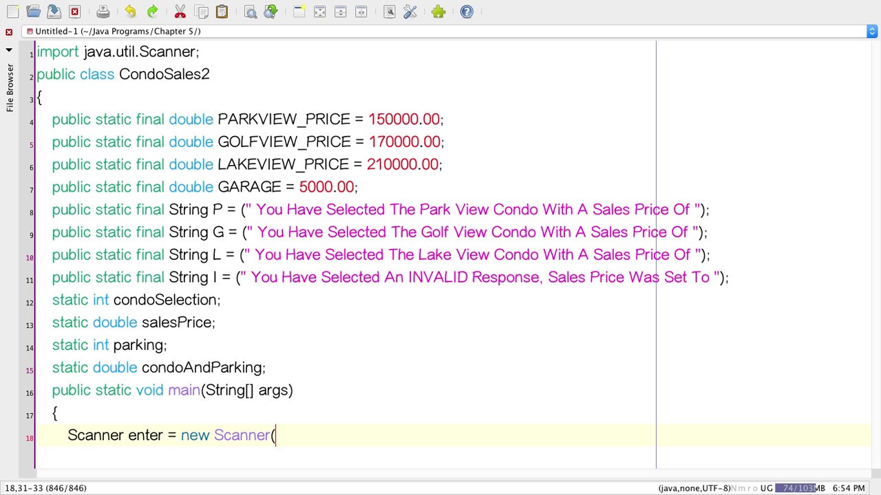 CondoSales2.java Joyce Farrell