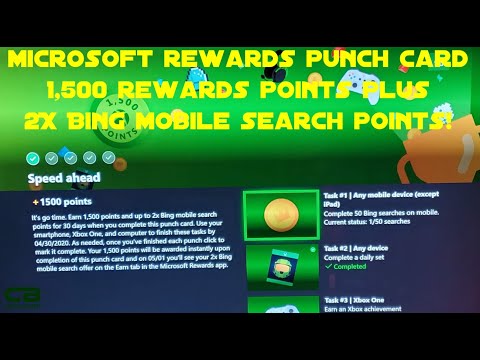 Xbox Bonus Round Microsoft Rewards Punch Card - 1,500 Rewards Points & 2x Bing Mobile Points!