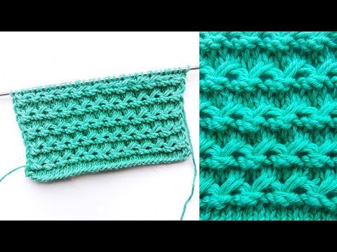 Узор из ажурных горизонтальных дорожек спицами / Простой узор / Knit pattern