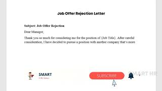 Job Offer Rejection Letter | @SMARTHRM