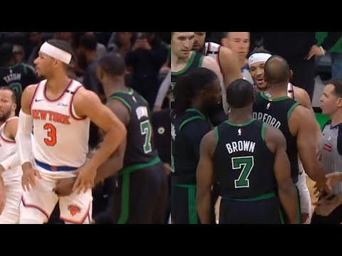 Jaylen Brown grabs Josh Hart by the nuts and they get heated 😳