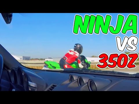 Kawasaki Ninja vs. Nissan 350Z + Close Call / Near Hit by two cars