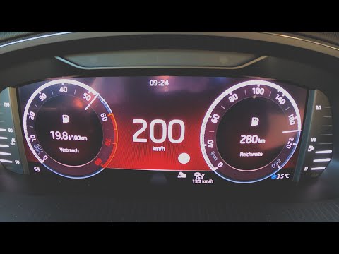 Tachovideo Skoda Octavia Combi 1.5 TSI e-TEC 0-100 kmh kph 0-60 mph Beschleunigung Acceleration