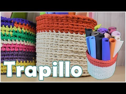 Cómo hacer Cesto de trapillo XL. Muy fácil para principiantes.