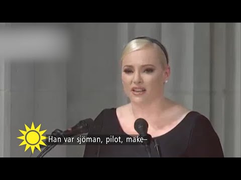 Så hyllades John McCain på begravningen av dottern, Obama och Bush - Nyhetsmorgon (TV4)
