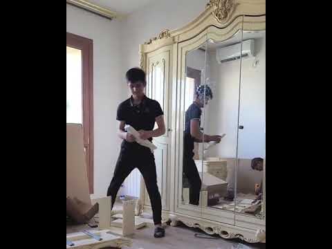 Спальня Джоконда с 5 дверным шкафом Крем глянец Эра мебель.