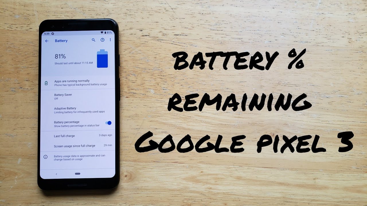 How to turn on battery percentage in status bar Google pixel 3