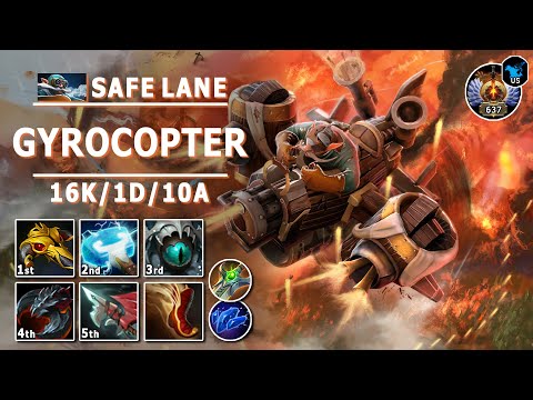 Gyrocopter Safe Lane Carry | 7.31c | Pos 1 Gyro Play | Dota 2 Immortal Gameplay