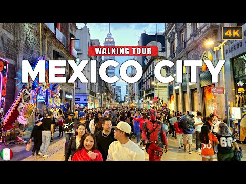 Mexico City, MEXICO - Incredible Night Walk in Central Neighborhood CDMX 4K Waking Tour