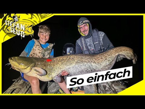 Easy catfish fishing | Throwing and catching stones | Catfish fishing in Germany