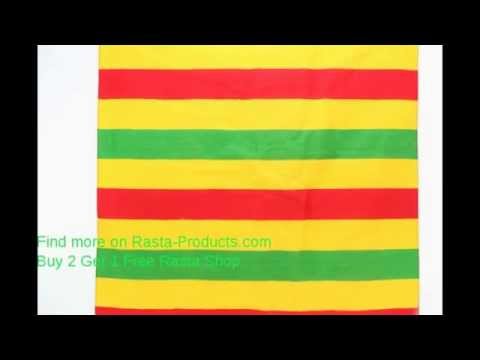 BANDANA GREEN YELLOW RED KERCHIEF RASTA