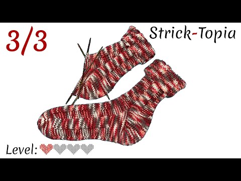 Einfache Socken im 6er Rippenmuster stricken leicht gemacht - Video 3/3 - Die Spitze