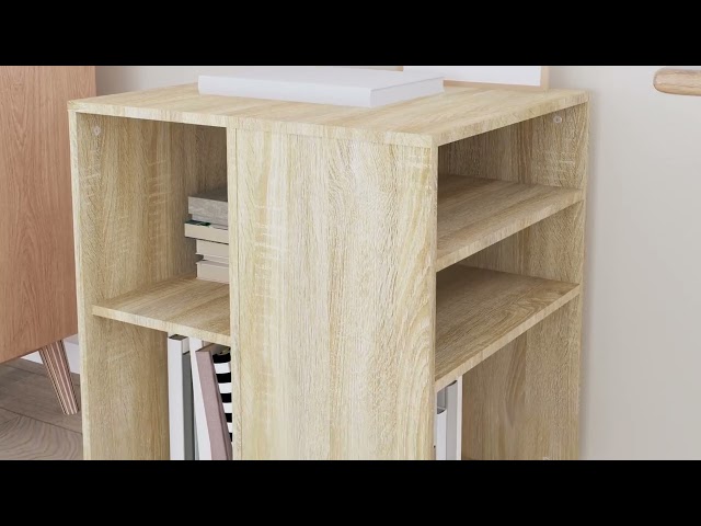Video Teaser für 808461 vidaXL Rolling Cabinet Sonoma Oak 60x53x72 cm Engineered Wood