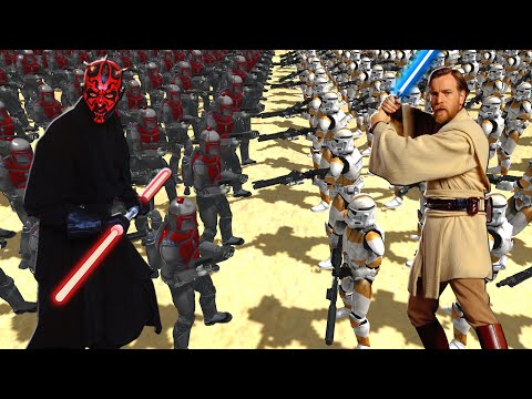 Obi Wan's Clone Army vs Darth Maul's Mandalorian Army! - Men of War: Star Wars Mod Battle Simulator