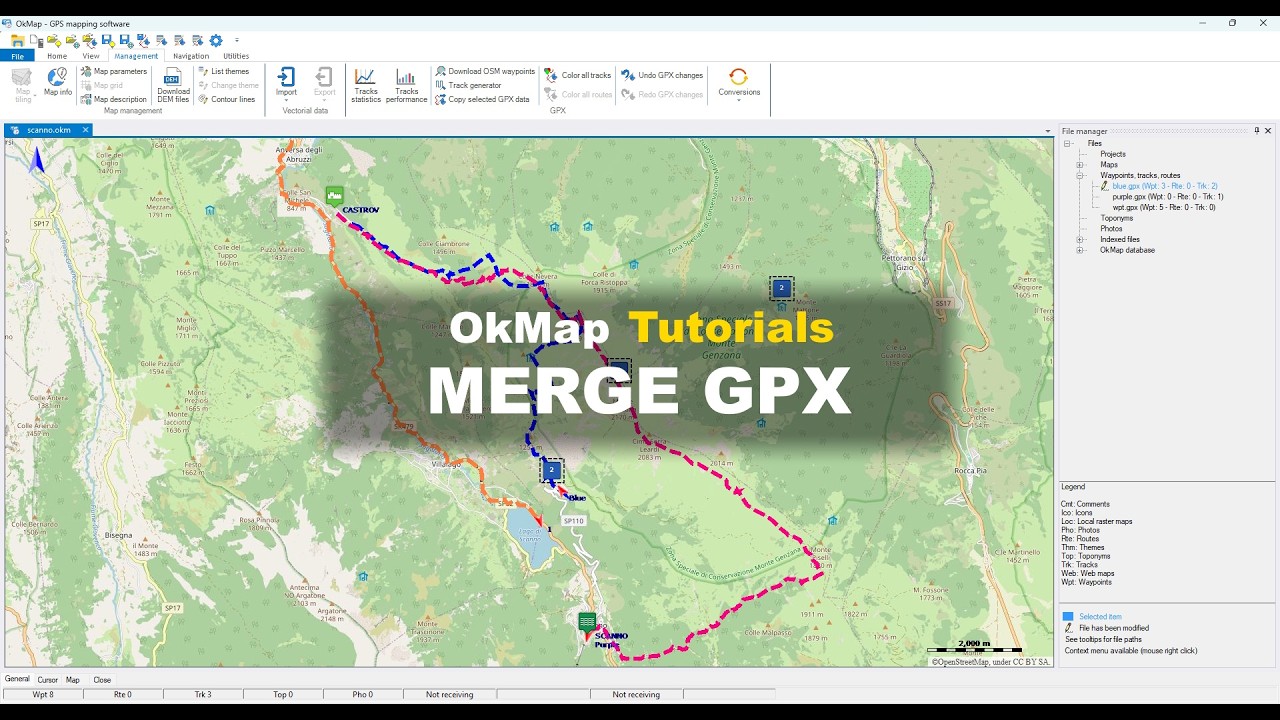 OkMap Tutorial - Unire file GPX e copiare dati selezionati