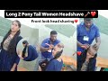 Gorgeous 2 Long Pony Tail Women Headshave Front Look Head Shaving