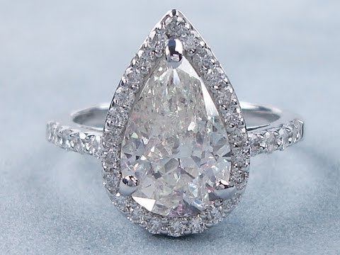 3.01 ctw Pear Shape I SI2 Diamond Engagement Ring - BigDiamondsUSA