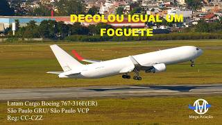 SURGIU UM AVIÃO DA LATAM ALBINO BOEING 767 E DECOLOU IGUAL FOGUETE NO AEROPORTO DE GUARULHOS ✔