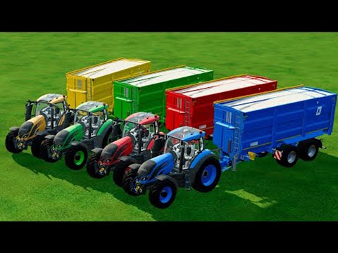 TRACTORS OF COLORS ! CORN, SUNFLOWER, SOYBEAN, SUGAR CANE TRANSPORTING ! Farming Simulator 22