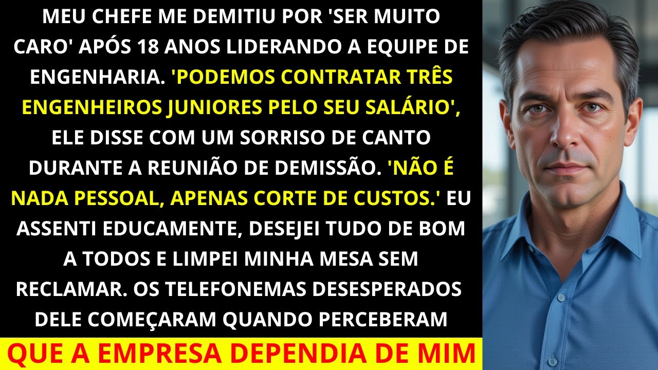 Meu chefe me demitiu por "ser muito caro" depois de 18 anos liderando a equipe de engenharia!