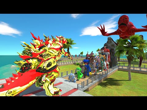 Gojira Kiryu Red vs Titanus Red OASIS DEATH RUN - Animal Revolt Battle Simulator